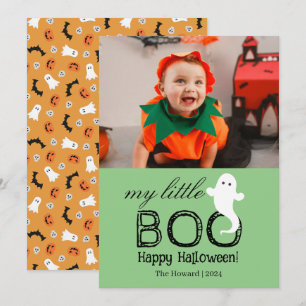 Kleiner Boo! Spookes Niedliches Halloween-Foto Feiertagskarte
