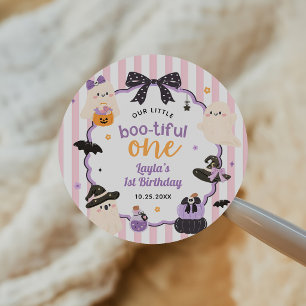 Kleiner Boo Süßer Geist Halloween 1. Geburtstag Runder Aufkleber