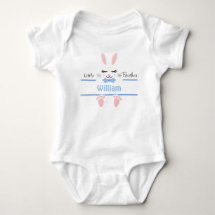 Kleiner Bruder Bunny Personalisiert Blau Baby Strampler