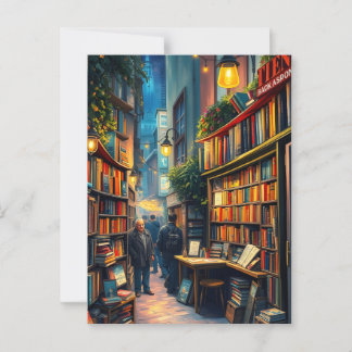 Kleiner Buchladen in einer gemütlichen Ecke einer  Postkarte