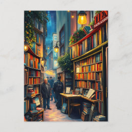 Kleiner Buchladen in einer gemütlichen Ecke einer Postkarte