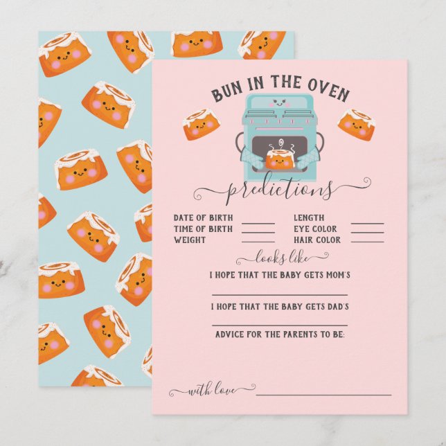 Kleiner Bun im Oven Baby Predictions Game Einladung (Vorne/Hinten)