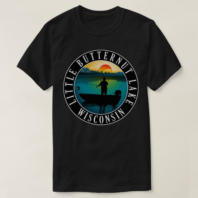 Kleiner Butternut Lake Wisconsin Fischerei T-Shirt (Design vorne)