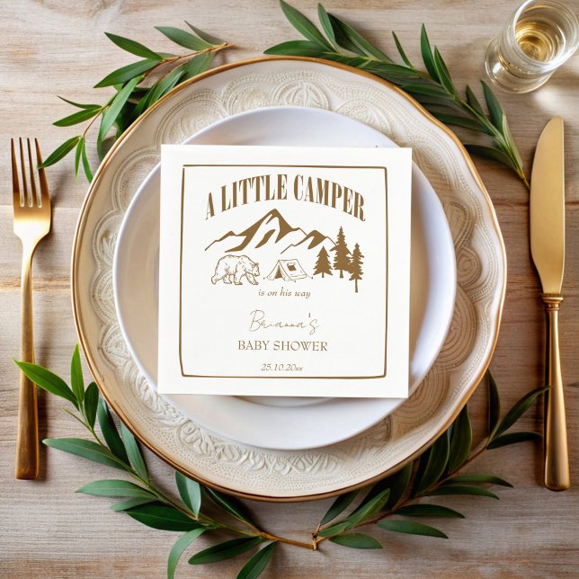 Kleiner Camper Boho Babydusche personalisiert Serviette (Little camper boho baby shower personalized napkins template mountain adventure monogrammed napkins)