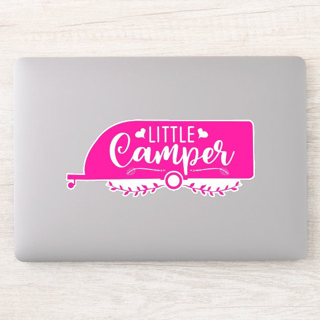 Kleiner Camper Niedlich Girly Pink Camping Trailer Aufkleber (Computer)