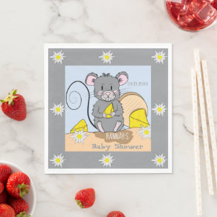 Kleiner Cartoon Maus Edelweiss Babydusche Napkins Serviette