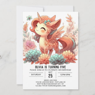 Kleiner Cartoon Unicorn Digital Geburtstag Einladung