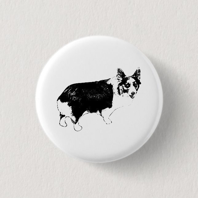 Kleiner Cheer Corgi Button (Vorderseite)