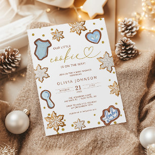 Kleiner Cookie Blau Baby Shower Lebkuchen Winter Einladung