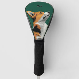 Kleiner Corgi auf grünem Hintergrund Golf Headcover