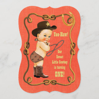 Kleiner Cowboy 1. Geburtstag Party Einladung