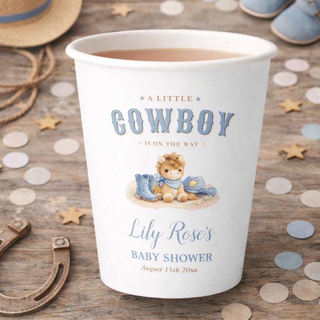 Kleiner Cowboy auf dem Weg Baby-Jungen-Party Pappbecher (Von Creator hochgeladen)