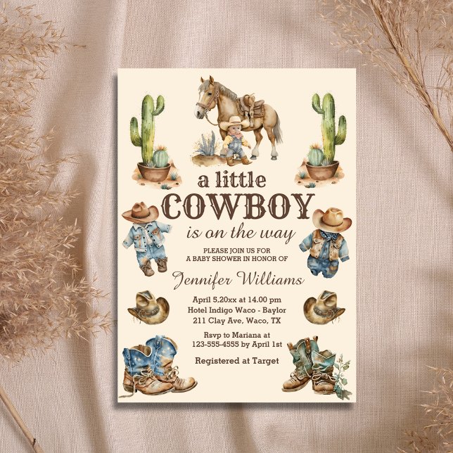 kleiner Cowboy auf dem Weg Western Babydusche Einladung (Von Creator hochgeladen)