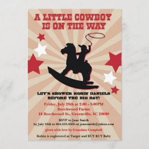 Kleiner Cowboy Baby Shower Invite, Rocking Horse Einladung