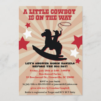 Kleiner Cowboy Baby Shower Invite, Rocking Horse Einladung