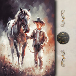Kleiner Cowboy-Begleiter-Decoupage Seidenpapier