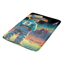 Kleiner Cowboy bei Rodeo Fence American Flag Pferd Badematte