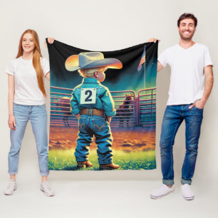Kleiner Cowboy bei Rodeo Fence American Flag Pferd Fleecedecke