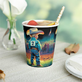 Kleiner Cowboy bei Rodeo Fence American Flag Pferd Pappbecher