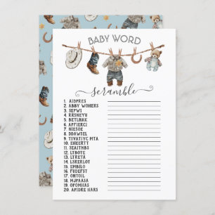 Kleiner Cowboy Clothesline Baby Word Scramble Einladung