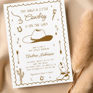 Kleiner Cowboy Handgezeichnete West Western Baby S Einladung