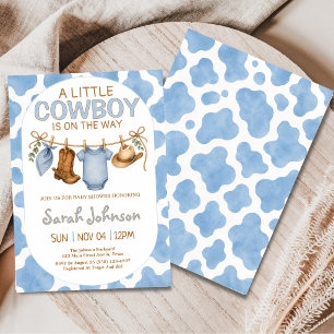 Kleiner Cowboy Junge Blau Kuh Druck Baby Shower Einladung