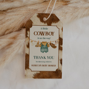 Kleiner Cowboy Kuh Western Wäscheleine Babyparty Geschenkanhänger