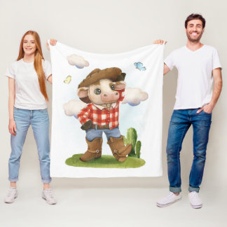 Kleiner Cowboy Niedlicher Stier Fleecedecke