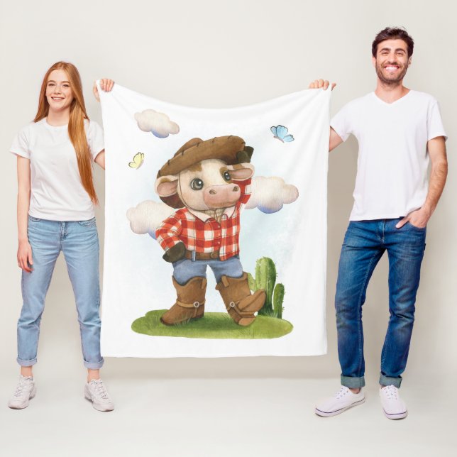 Kleiner Cowboy Niedlicher Stier Fleecedecke (Beispiel)