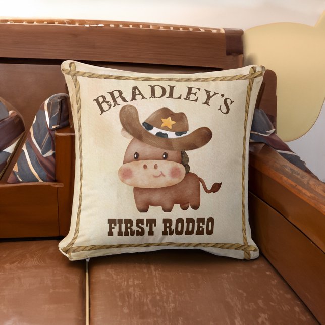 Kleiner Cowboy niedliches Kinderpferd erste Runde Kissen (Little cowboy cute baby horse first rodeo throw pillow baby nursery decor baby gifts baby shower)