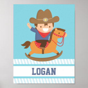 Kleiner Cowboy Rocking Horse Boys Zimmerdekor Poster