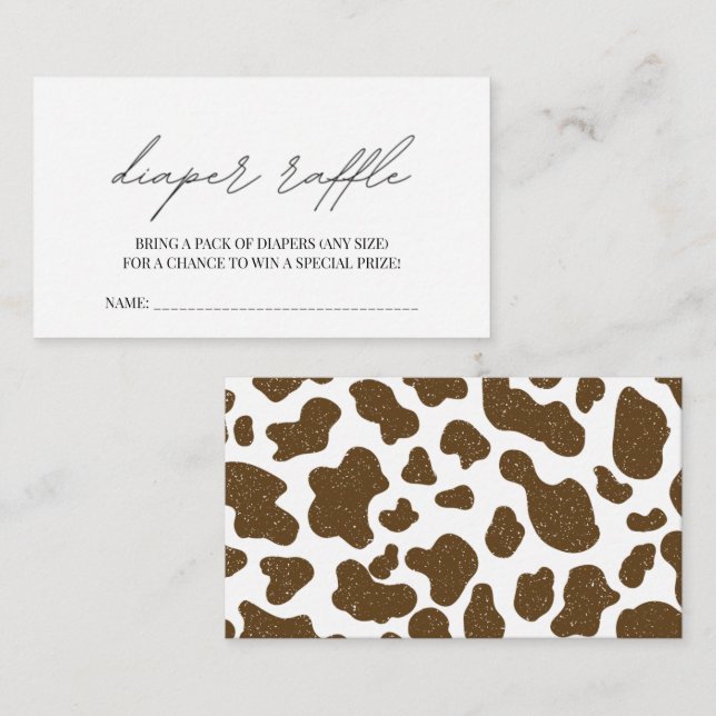 Kleiner Cowboy Rustic Baby Dusche Windel Raffle Begleitkarte (Vorne/Hinten)