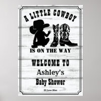 Kleiner Cowboy rustikale schwarz-weiße Babyparty