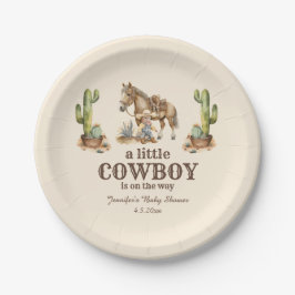 kleiner Cowboy unterwegs, Baby-Dusche Pappteller