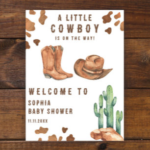 Kleiner Cowboy unterwegs Willkommen Baby-Party Poster