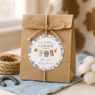 Kleiner Cowboy Western Baby Shower Runder Aufkleber