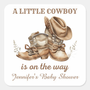 Kleiner Cowboy-Western Babydusche Quadratischer Aufkleber