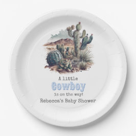 Kleiner Cowboy Western Blue Boy Baby Duschdekor Pappteller