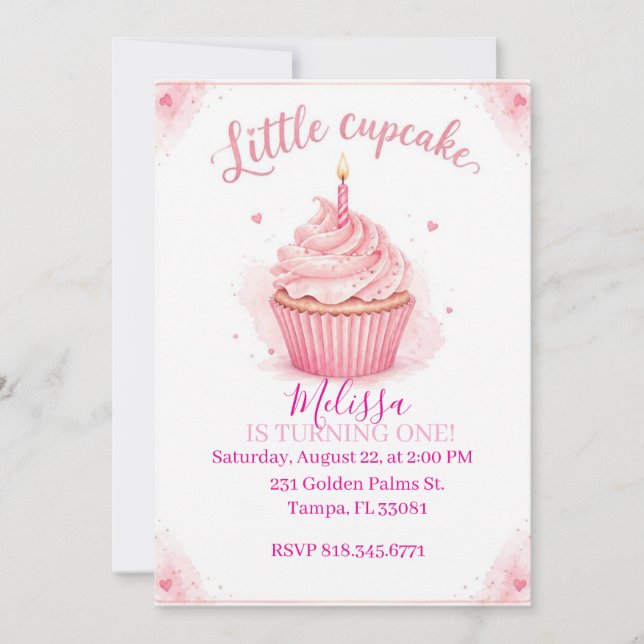 Kleiner Cupcake wird EINS Einladung  (Vorderseite)