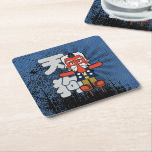 Kleiner Daitengu Yokai Grunge Rechteckiger Pappuntersetzer