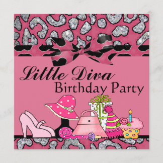 Kleiner Diva-Geburtstags-Party-Schein im Rosa u. Einladung