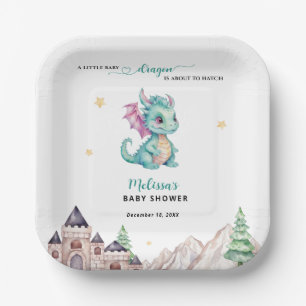 Kleiner Drache schlüpft bald Baby Shower Pappteller
