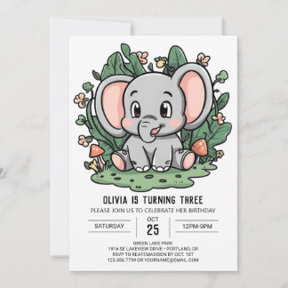 Kleiner Dreamy Elephant Digital Geburtstag Einladung
