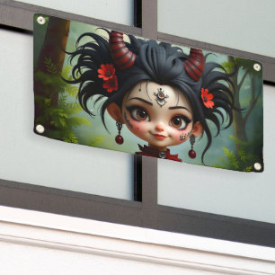 Kleiner dunkler Wald-Dämon – Süße Gothic-Fantasie- Banner