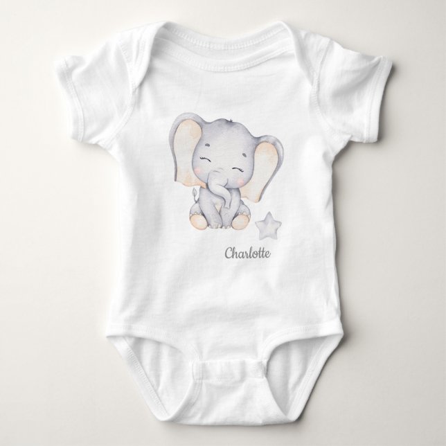 Kleiner Elefant & Blume Baby Bodysuit Baby Strampler (Vorderseite)