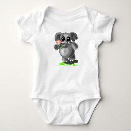 Kleiner Elefant mit Blume Baby Bodysuit Strampler