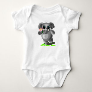 Kleiner Elefant mit Blume Baby Bodysuit Strampler