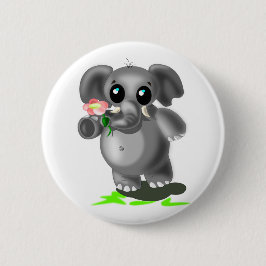Kleiner Elefant mit Blume Button - Ihre Farben