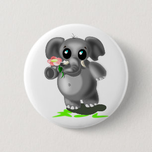 Kleiner Elefant mit Blume Button - Ihre Farben