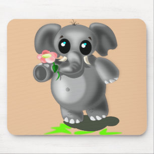 Kleiner Elefant mit Blume Maus Pad - Farbe Mousepad